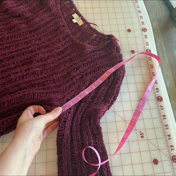 Anthropologie Entro size small burgundy wine purple knit fuzzy boho sweater - Picture 6 of 16